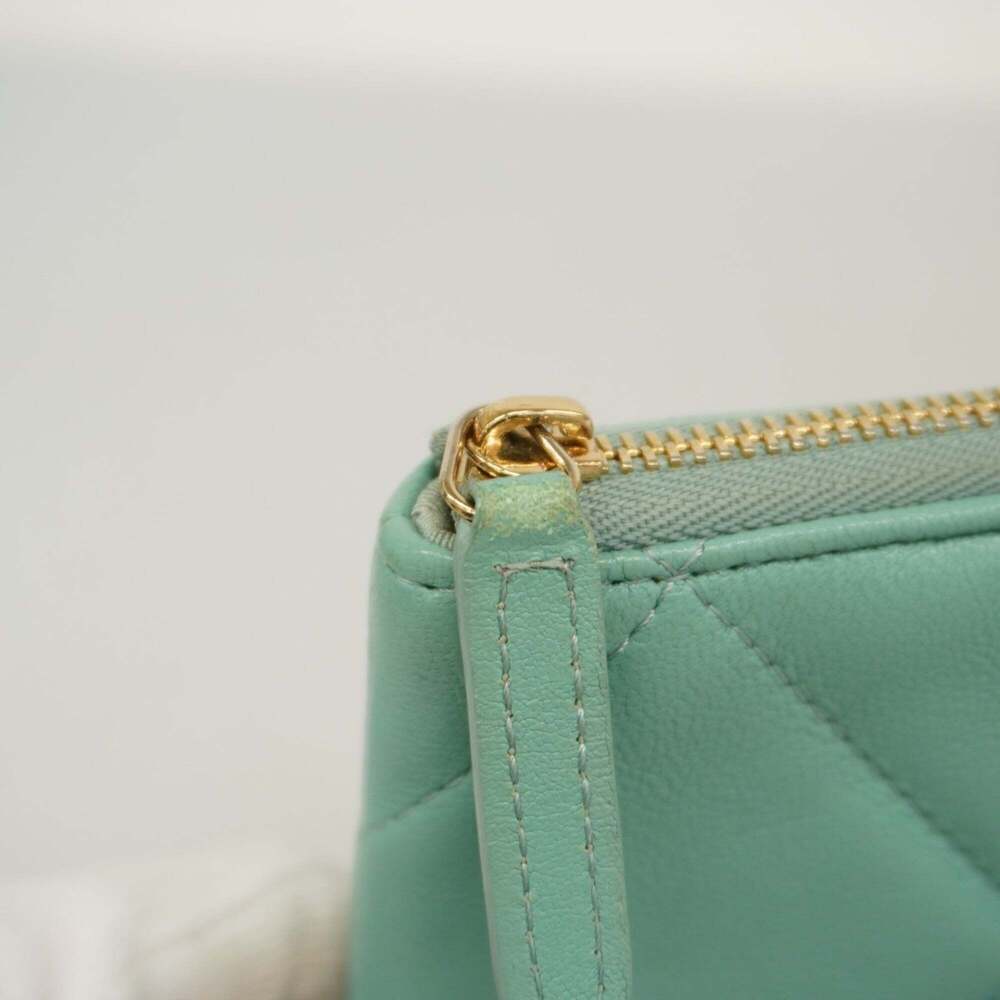 CHANEL Authentic Blue Lambskin Leather Wallet - Picture 8 of 11
